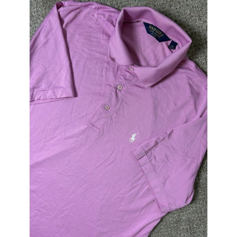 Polo Ralph Lauren Golf Shirt Mens Medium Blue Polo Short Sleeve Solid Pink
